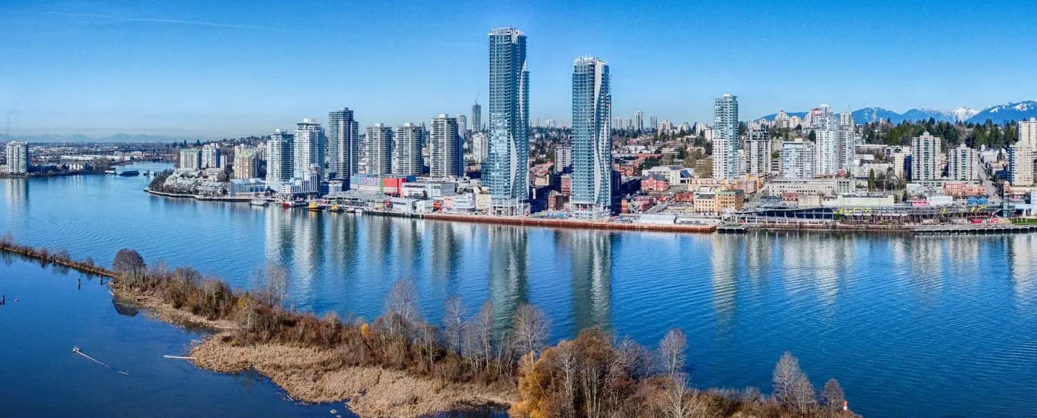 View of New Westminster and its surrounding area in British Columbia