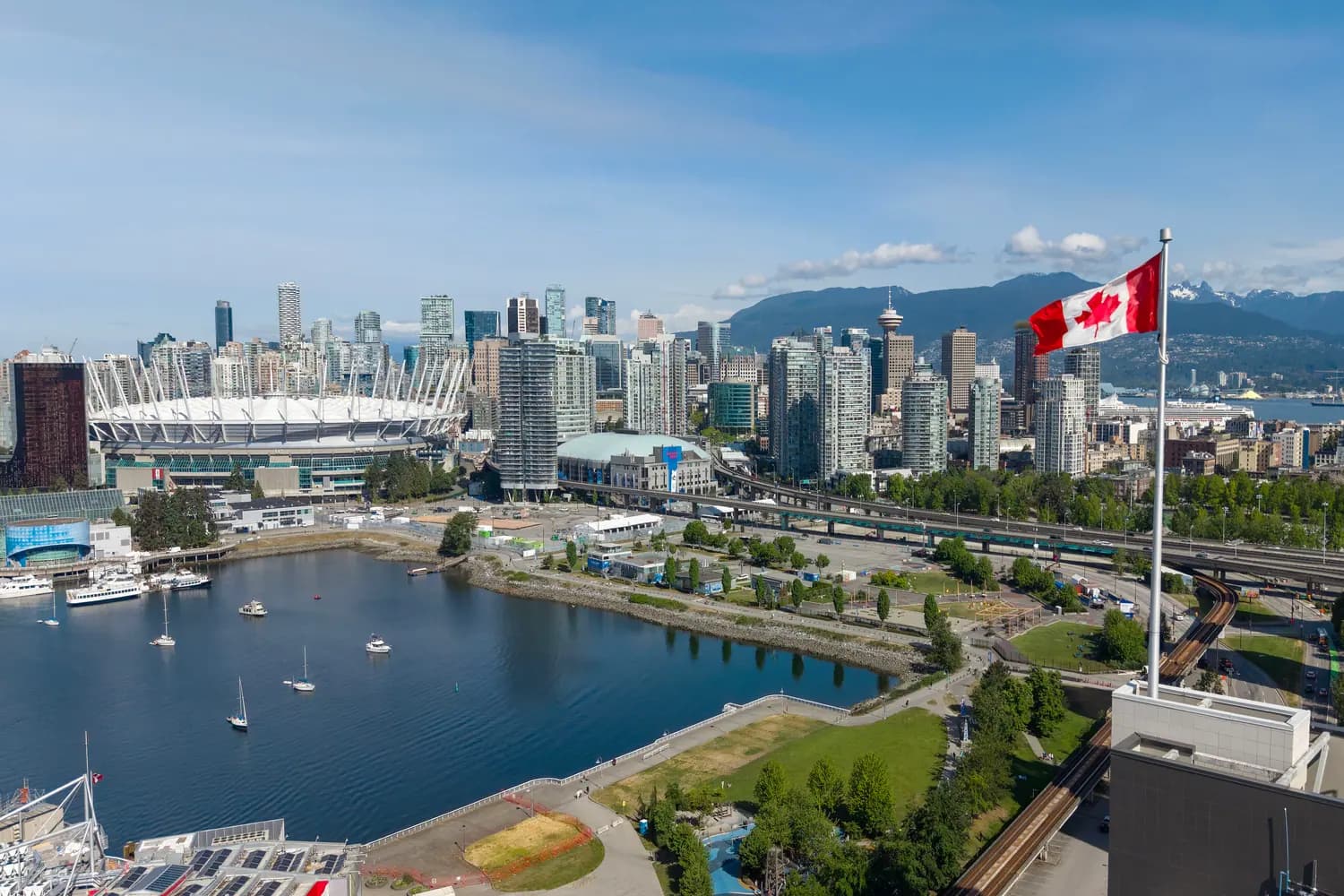 View of Vancouver and its surrounding area in British Columbia
